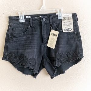 NWT Rewash Vintage Reunion black denim shorts